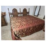 Traditional Twin Headboard Bed Frame with Ornate Carved Wood Design