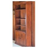 Tall Wooden Bookcase Cabinet with Adjustable Shelving and Lower Storage