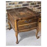 Hammary French Provincial Style Two Drawer Side Table with Cabriole Legs
