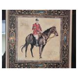 Framed Equestrian Print Rider on Horse with Ornate Gold Frame