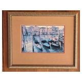 Framed Venetian Waterfront Scene with Gondolas and Architectural Views C