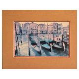 Framed Venetian Waterfront Scene with Gondolas and Architectural Views C