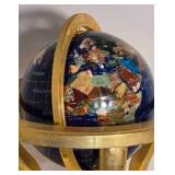 Gemstone Inlay Globe with Brass Stand