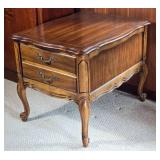 Vintage Wood Accent Table with Spindle Gallery and Cabriole Legs