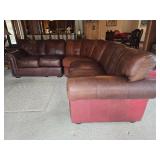 Brown Leather Sectional Sofa with Nailhead Trim