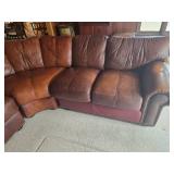 Brown Leather Sectional Sofa with Nailhead Trim