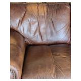 Brown Leather Sectional Sofa with Nailhead Trim