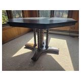 Slate Top Game Table with Four Rolling Armchairs