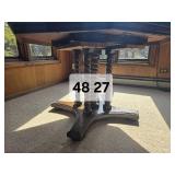 Slate Top Game Table with Four Rolling Armchairs
