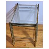 Set of Three Glass Top Nesting Tables with Metal Frames
