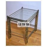 Set of Three Glass Top Nesting Tables with Metal Frames