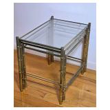 Set of Three Glass Top Nesting Tables with Metal Frames