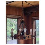 Rustic Wood and Iron Chandelier Light Fixture