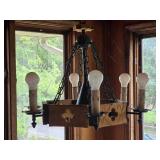 Rustic Wood and Iron Chandelier Light Fixture