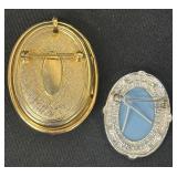 Two Cameo Brooches - Two Vintage Oval Cameos
