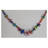 SC - Lampwork Glass Beaded Necklace & Earrings Set - 31 in Necklace, 2-1/4 in Earrings
