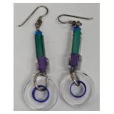 SC - Lampwork Glass Beaded Necklace & Earrings Set - 31 in Necklace, 2-1/4 in Earrings