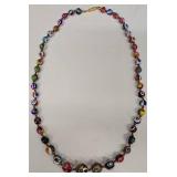 SC - Venetian Murano Millefiori Beaded Art Glass Necklace - 23.5in Length
