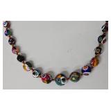 SC - Venetian Murano Millefiori Beaded Art Glass Necklace - 23.5in Length
