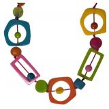 SC - Necklace - Multicolor Resin Geometric Beads