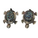 SC - Sterling Turtle Brooches with Abalone Inlay (Lot of 2)