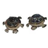 SC - Sterling Turtle Brooches with Abalone Inlay (Lot of 2)