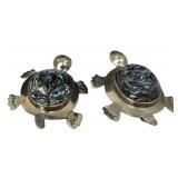 SC - Sterling Turtle Brooches with Abalone Inlay (Lot of 2)