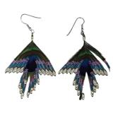 SC - Indonesian Peacock Feather Bead Earrings - 2 Pairs