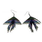 SC - Indonesian Peacock Feather Bead Earrings - 2 Pairs