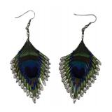 SC - Indonesian Peacock Feather Bead Earrings - 2 Pairs