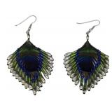 SC - Indonesian Peacock Feather Bead Earrings - 2 Pairs