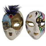 SC - De Coranto Mask Brooches - Lot of 5 - White, Jester & Female Masks - Made in Italy