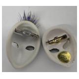 SC - De Coranto Mask Brooches - Lot of 5 - White, Jester & Female Masks - Made in Italy