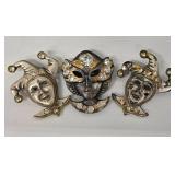 SC - De Coranto Mask Brooches - Lot of 5 - White, Jester & Female Masks - Made in Italy