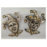 SC - De Coranto Mask Brooches - Lot of 5 - White, Jester & Female Masks - Made in Italy