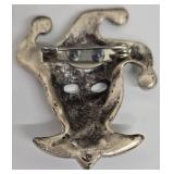 SC - De Coranto Mask Brooches - Lot of 5 - White, Jester & Female Masks - Made in Italy