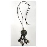 SC - Macrame Necklace Set - Moss Agate 24 in - Jasper & Tiger Eye 21 in - Leather Pendant 4.5 in (Lot of 3)