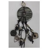 SC - Macrame Necklace Set - Moss Agate 24 in - Jasper & Tiger Eye 21 in - Leather Pendant 4.5 in (Lot of 3)