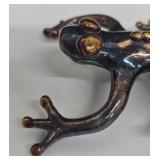 Sterling Silver Frog Brooch 3 x 3.5 in - 925, Gold Bead Accent