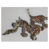 SC - Dragon Pendant Set - 1.5 in Silver/Copper Dragon Pendant & Gold-Toned Brooch