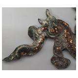 SC - Dragon Pendant Set - 1.5 in Silver/Copper Dragon Pendant & Gold-Toned Brooch