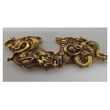SC - Dragon Pendant Set - 1.5 in Silver/Copper Dragon Pendant & Gold-Toned Brooch