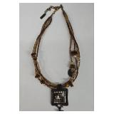 SC - Bohemian Beaded Necklaces one Bolo with Stone, Leaf Pendant & Mosaic Pendant