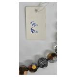 SC - Bohemian Beaded Necklaces one Bolo with Stone, Leaf Pendant & Mosaic Pendant