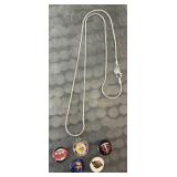 41 Sterling Silver Chains with 143 Snap Necklace Pendants and Many Themed Snaps