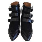 Isabel Marant Black Suede Rowi Leather and Suede Ankle Boots-Size 38
