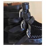 Isabel Marant Black Suede Rowi Leather and Suede Ankle Boots-Size 38