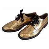 Marni Gold Leather Lace-Up Brogues
