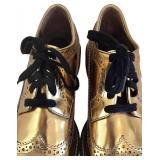 Marni Gold Leather Lace-Up Brogues