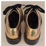 Marni Gold Leather Lace-Up Brogues